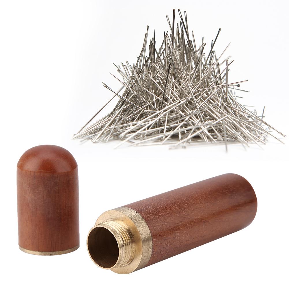 Wooden Sewing Needles Safety Holder Storage Organizer Container Box (Coffee)