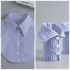 Blue Striped Shirt Fake Collar for Womens Fake Sleeved Cuff Half Shirt Detachable Collar Formal Suits Fake Cuff False Collar