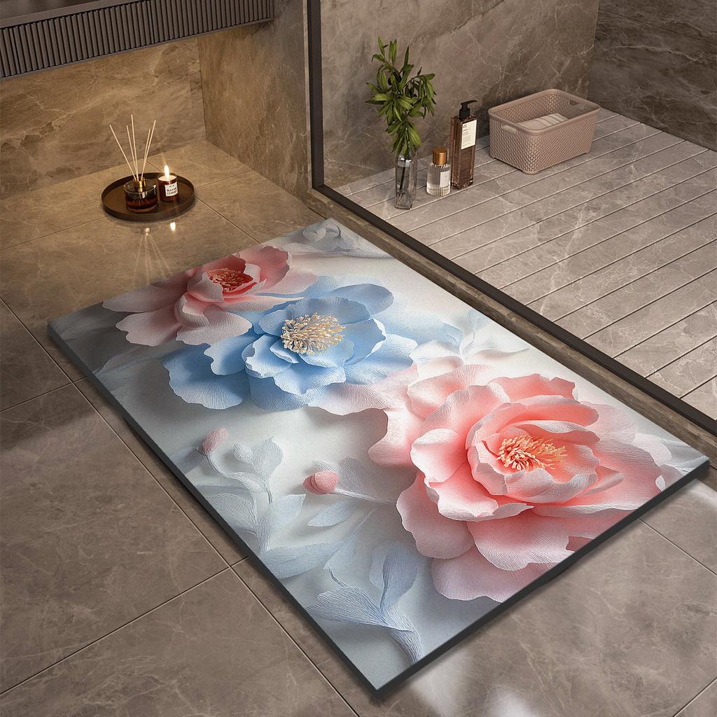 Коврик для ванной комнаты с цветком, нескользящие коврики для ног, впитывающие, быстросохнущие, коврики для душа, коврики для туалета, коврики для двери, моющиеся