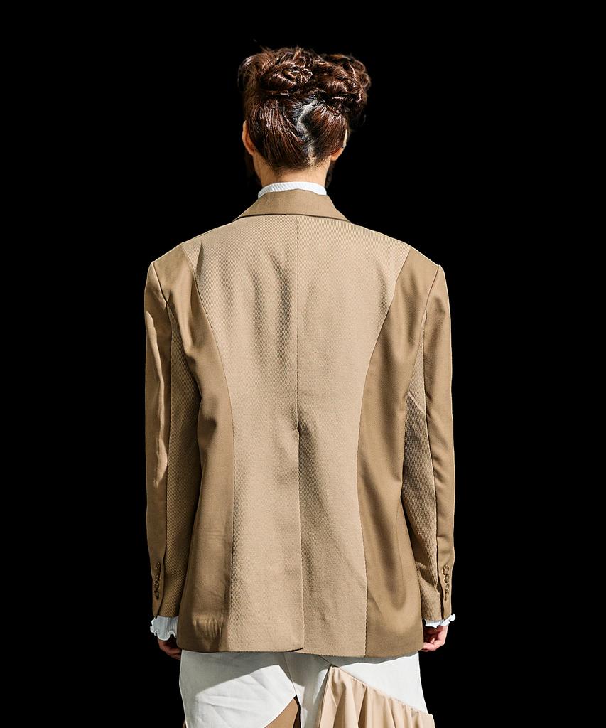 Reculer Two Type Mixed Jacket Beige