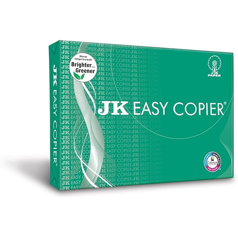 JK Easy Copier Paper | A4 Size | 70 GSM | 500 Sheets | White Paper, 1 Ream | For Laserjet & Inkjet Printer | Fast Drying
