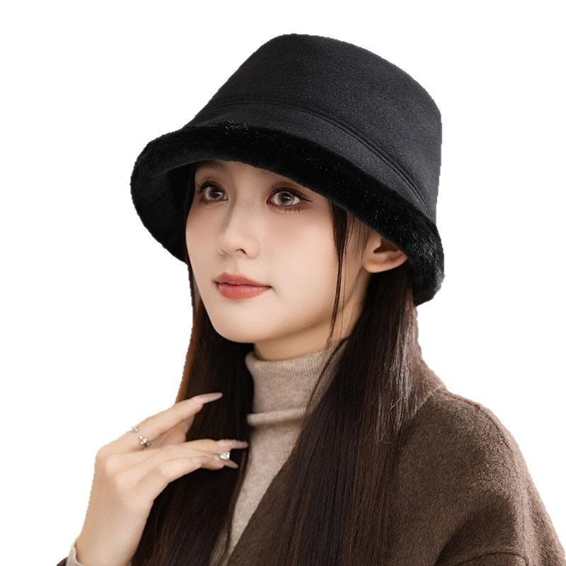 Зимняя женская шляпа с широкими полями, флисовая, утолщенная, теплая шляпа-ведро, шляпа-тазик, универсальная шляпа-ведро