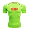 Men's Quick Dry Compression Workout T-shirt, Red Deathmetal Dripping Print Athletic Top for Gym Running Training Active Wear