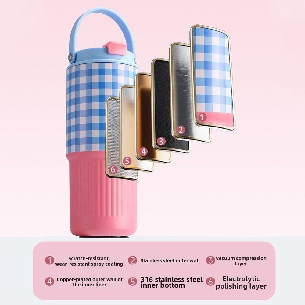 Portable Outdoor Insulated Mug Creative Coffee Tumbler with Handle Drinking Straw Cup Kitchenware