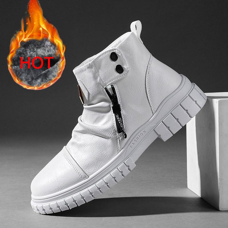 2024 New Men Ankle Boots Retro Motorcycle Boots 2024 Soft Outdoor Zip Walking Winter Shoes For Men Comfortable Shoes Botines 45
