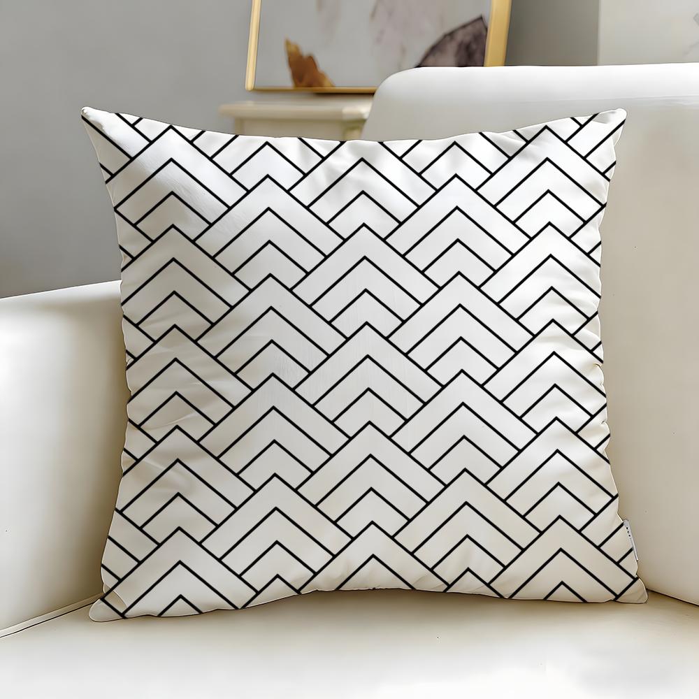 Minimal white geometry Cushion Cover Soft EasyWash Pillow Case Versatile for Couch Bed Travel and Office