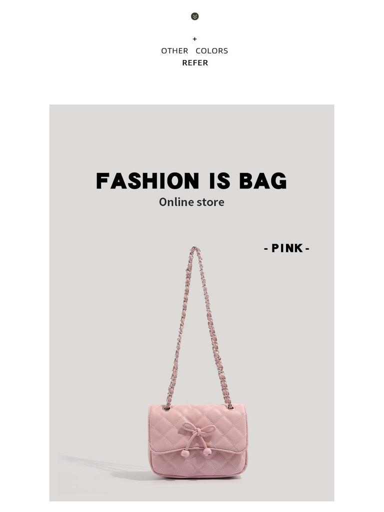 2025 Женская Мода Бант Маленькая Квадратная Сумка Кроссбоди - Универсальная и Шикарная с Деталью Цепи