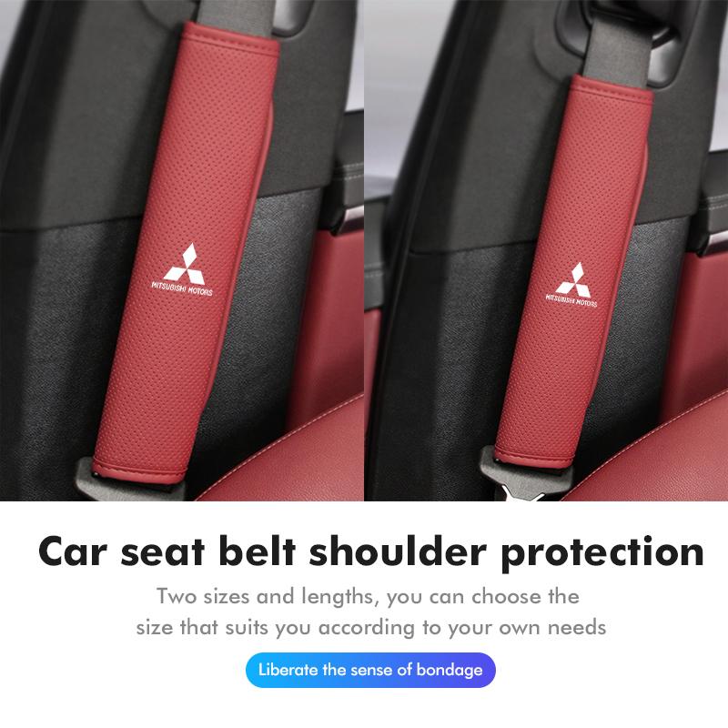 dnsh2 For Mitsubishi Car Seat Belt Shoulder Pad Leather Safety Belt Protection Cover Auto Accessories Outlander Pajero Sport Lancer EX