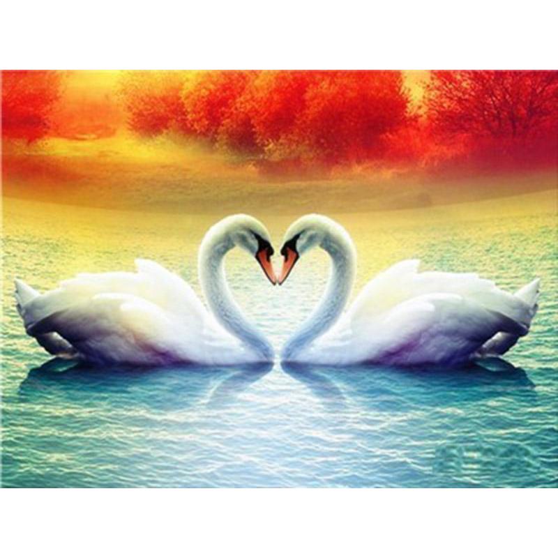 DIY Swan 5D Diamond Painting Full Round Drill Animal Diamond Embroidery Cross Stitch Mosaic Kits Wall Art Home Decor