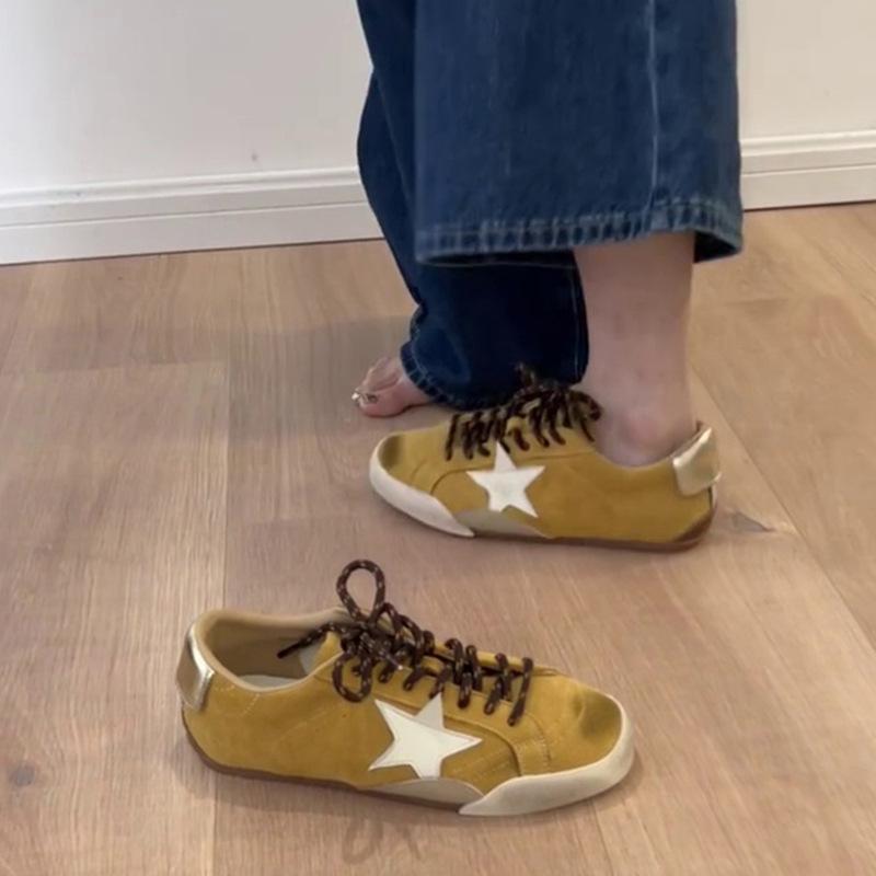 Версия из коровьей кожи~ Корейские нишевые ретро немецкие тренировочные туфли женские на шнуровке универсальные кеды-звезды старые повседневные туфли Форреста Гампа тренд