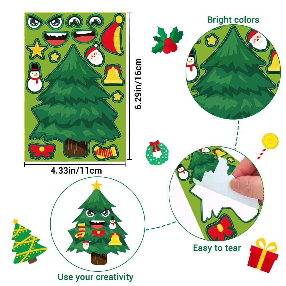 Cartoon DIY Christmas Sticker Elk Santa Claus Stickers Snowman Make-a-face Stickers Kids Sticker