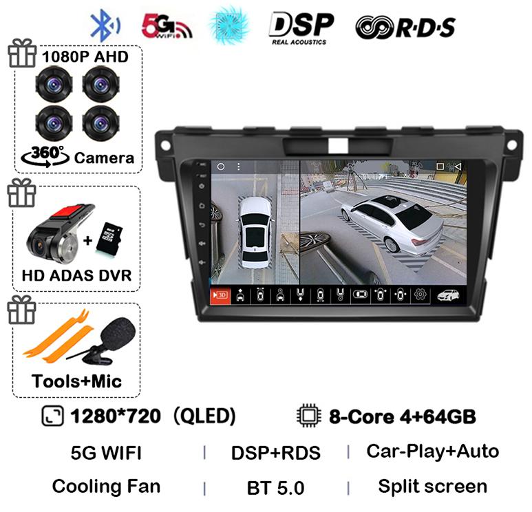 Android 14 Carplay для MAZDA CX-7 CX7 CX 7 2007 2008 2009 2010 2011 2012 2013 2014 Автомобильное радио GPS Мультимедиа Видеоплеер Стерео