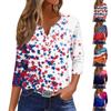 Women's T Shirt Print Button 3/4 Sleeve Daily Weekend Fashion Basic V- Neck Regular Top
