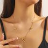 DIEYURO 316L Stainless Steel Golden Concise Heart Love Necklace For Women New Fashion Popular Neck Chain Valentine's Day Gift