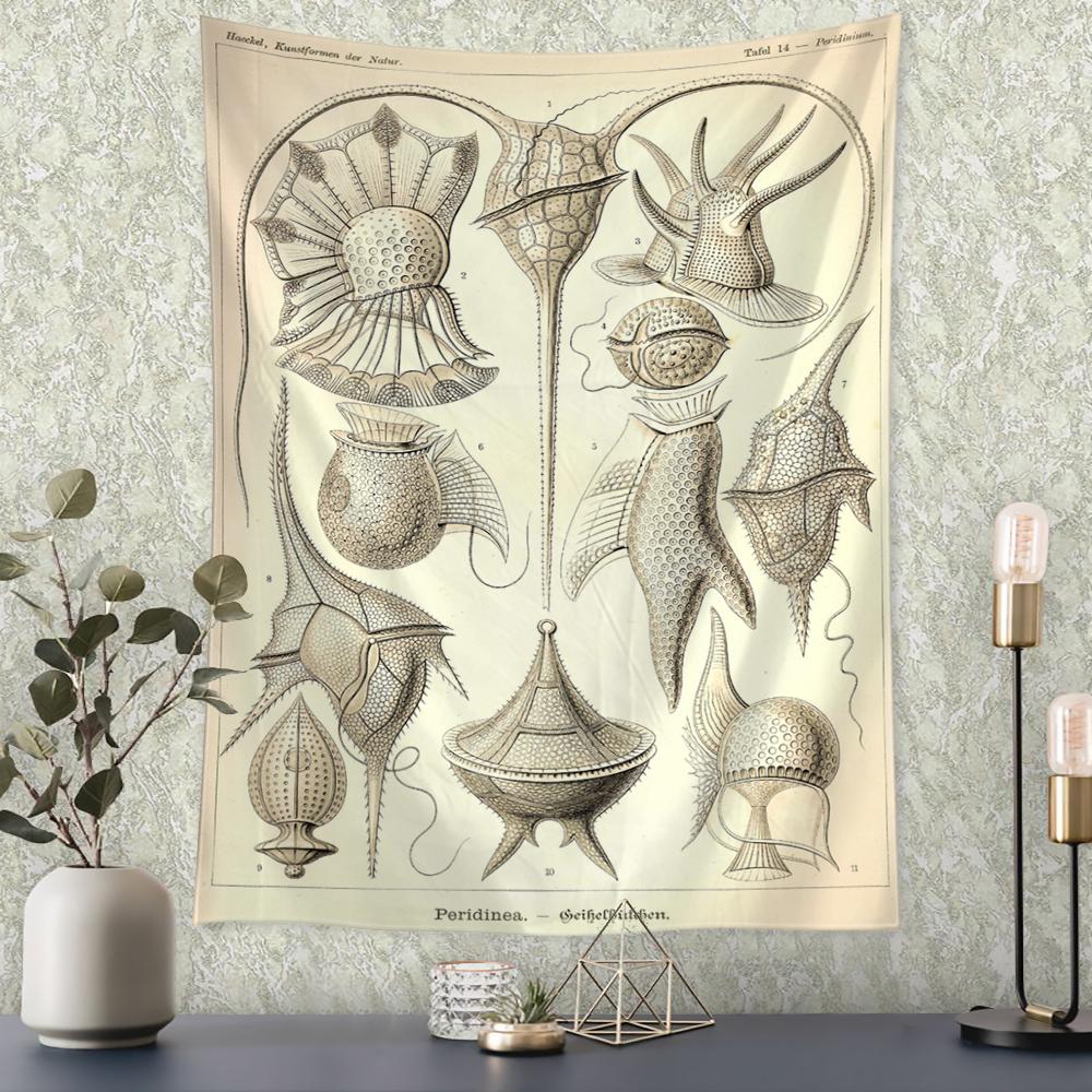 Карта идентификации подводных насекомых, настенный гобелен в богемном стиле, психоделическое колдовство, искусство, загадочный домашний декор