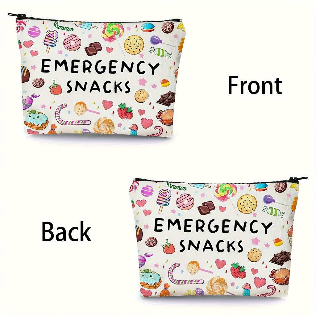 1pc Women'S Makeup Bag | Portable Travel Cosmetic Organizer with "Emergency Snacks" Design | Accessories |Makeup Travel Bag