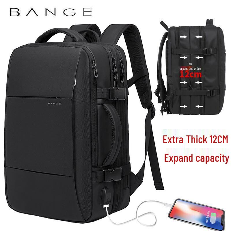 BANGE Men's High-Capacity Business & Travel Laptop Backpack