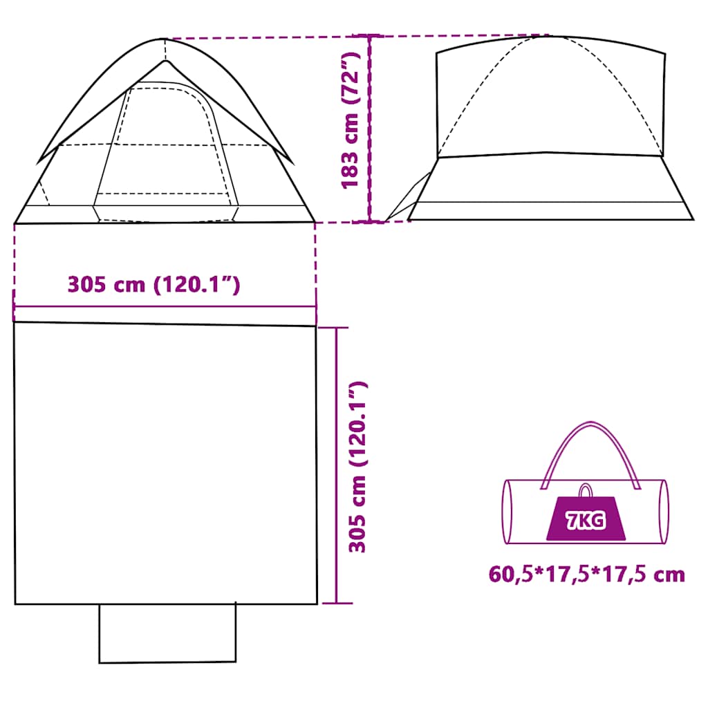 Dome Family Tent for 6 Persons Gray and Orange Waterproof