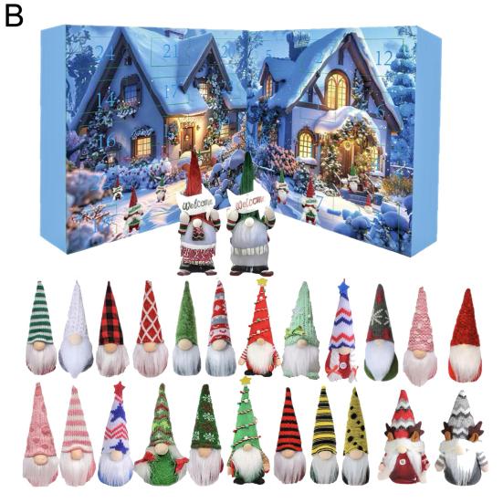 Рождественский гном 2025 Адвент-календарь 24-дневный обратный отсчет до Рождества украшение с коллекционными куклами-гномами для мальчиков, девочек и взрослых