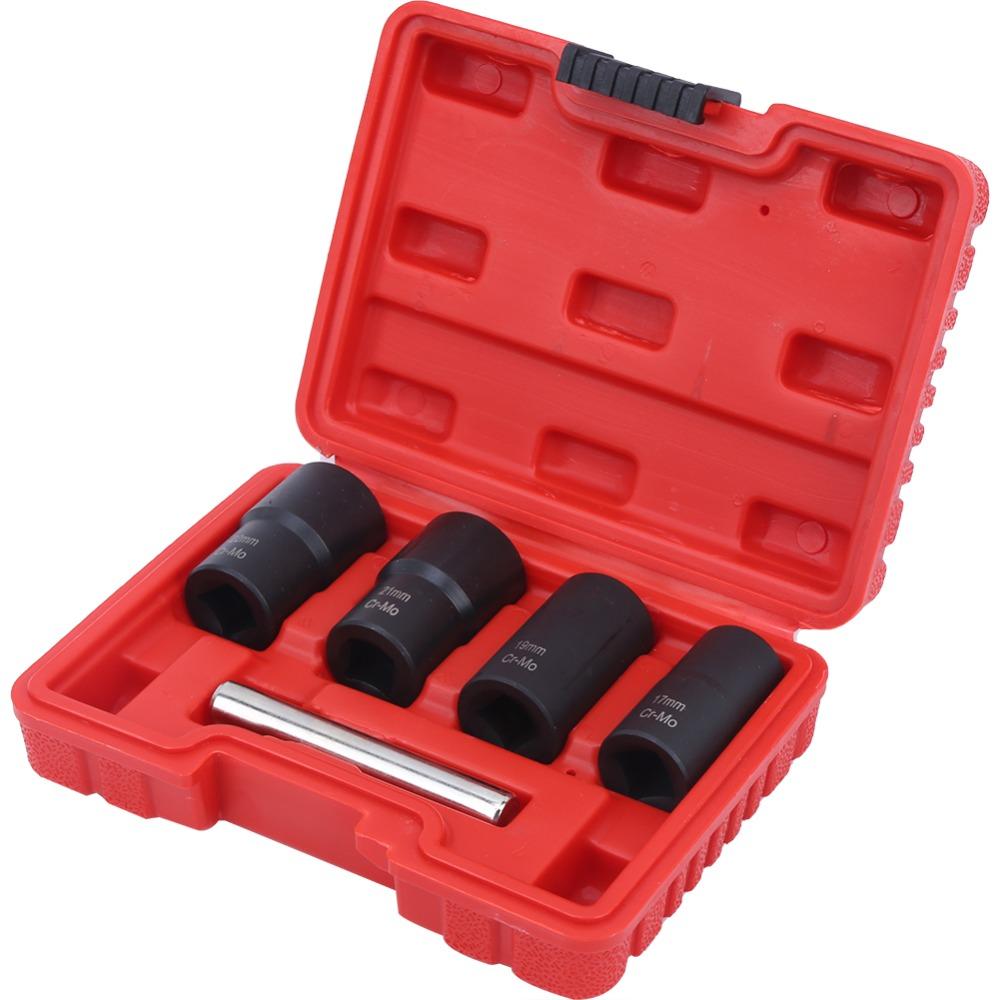 5pcs 6-Point Sockets Nut Extractor Socket Set Stripped Lug Nut Remover For Vehicle Repair