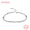 Lindon Women Zircon 925 Sterling Silver Jewelry Geometric Bead Chain Link Bracelet Fashion Fine Wedding Gift for Girlfriend