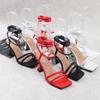 Summer Women Fetish 8 .5cm High Heels Roman Sandals Lady Plus Size Nightclub Cross Tie Strap Sexy Stripper Dress Party Shoes