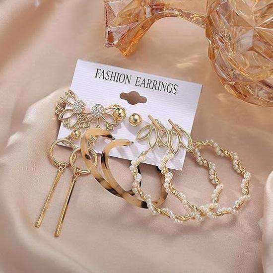 6 пар стильных металлических сережек последнего дизайна для женщин и девушек