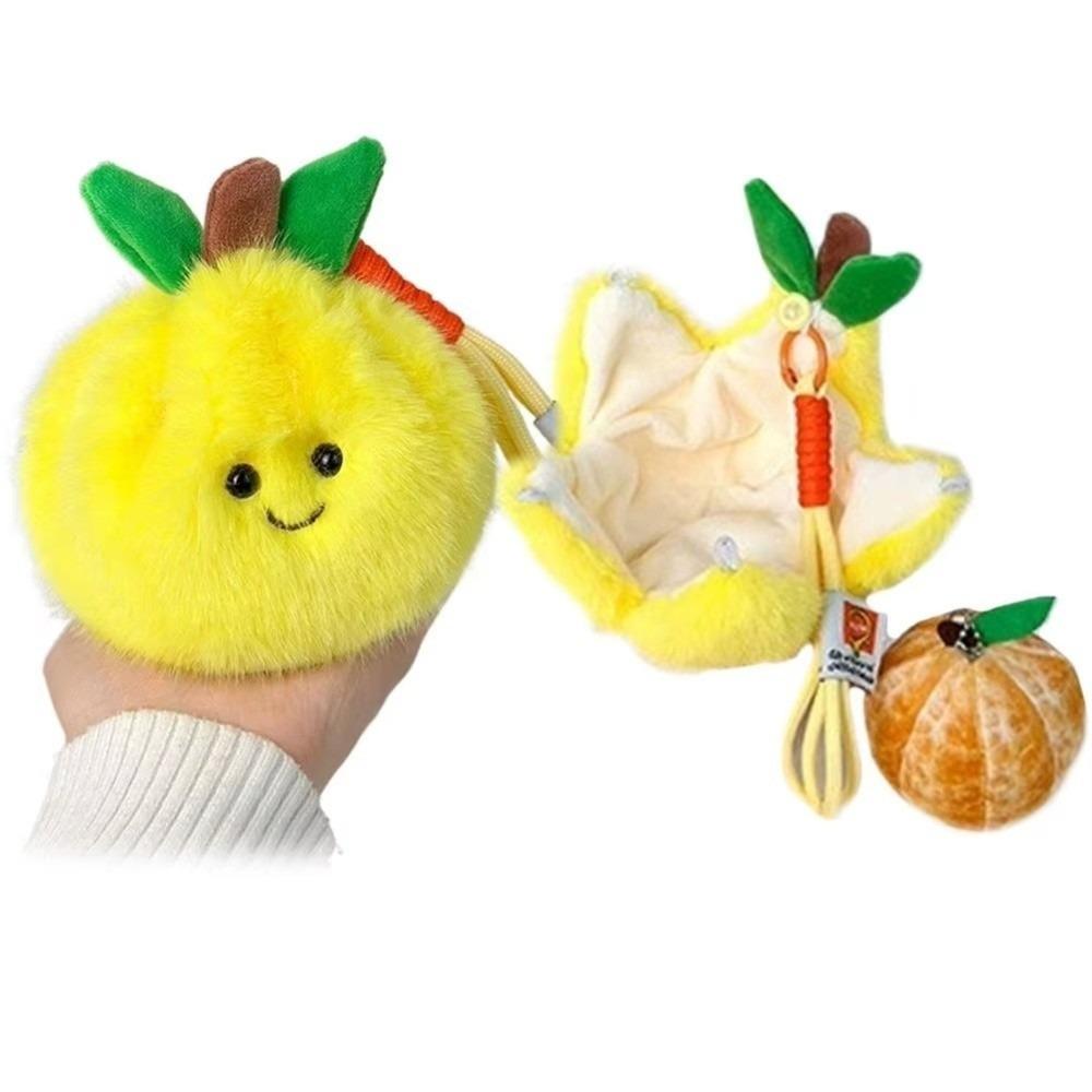 Soft Filled Orange Plush Keychain Furry Texture Simulation Food Toy  Backpack Decor
