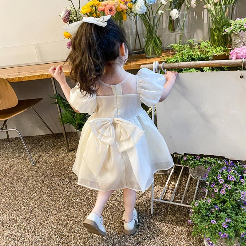 Летнее платье для девочек, платье принцессы с пышными рукавами, милое платье на день рождения
