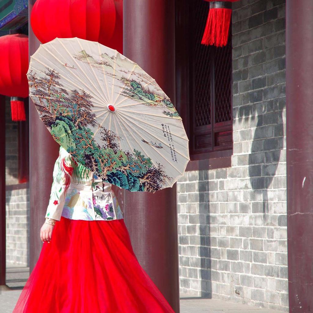 Chinese Oiled Paper Umbrella Art Classical Dance Decorative Antique for