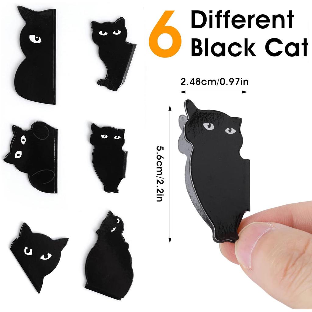 6/12cs Black Cat Cute Bookmarks Gift Magnetic Bookmarks Folded Bookmark Holder Cat Lover Gifts,and Students Teachers School
