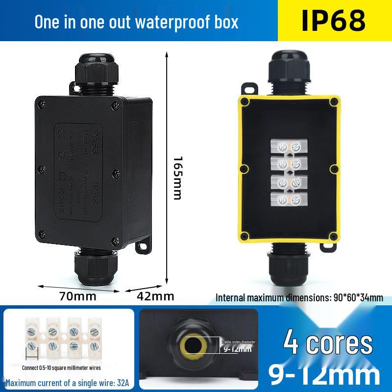 Outdoor IP68 Rainproof Plastic Junction Box with Terminal Block for PC Rooms & Street Lighting