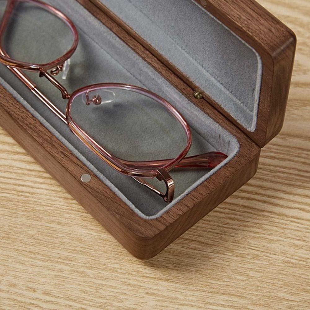 Men and Women Myopia Glasses Box Wooden Case Storage Box Glasses Case Black Walnut