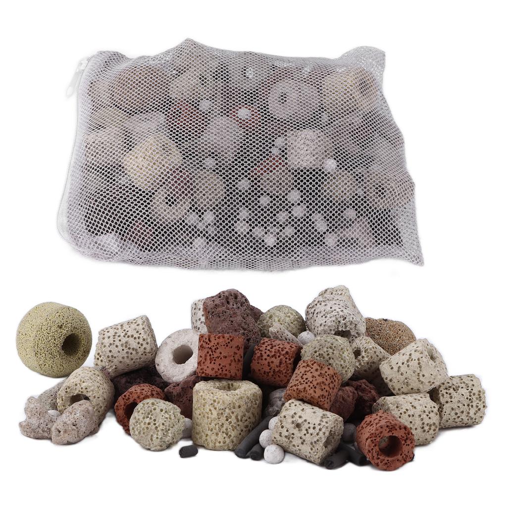 Aquarium Bio Balls Ceramic Rings Set 10 In 1 Activated Carbon Biological Filter Media for Fish Tank