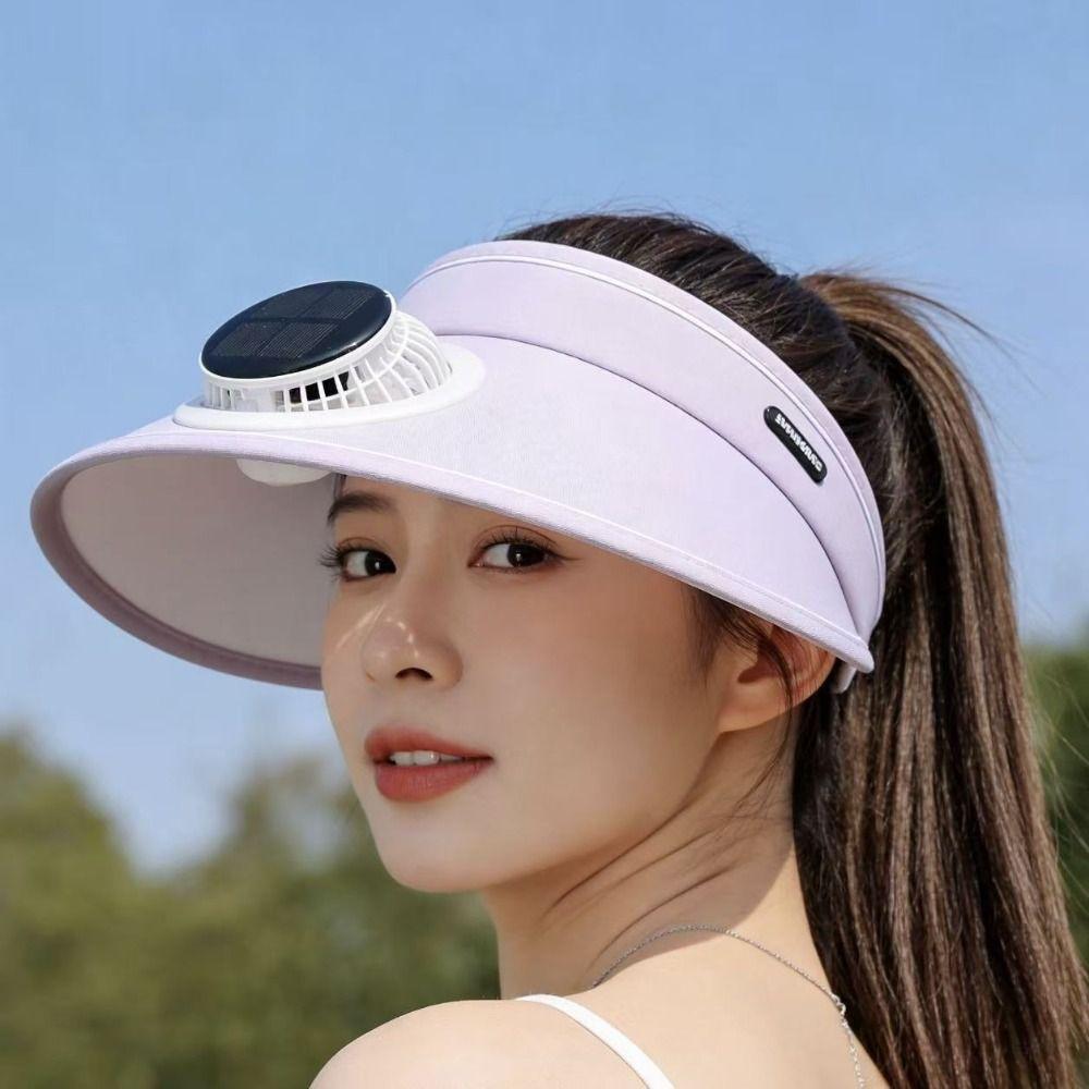 Mesh Summer Fan Sunhat Sun Protection Solar Fan Cap Wide Brim Sun Hat Sun Protection