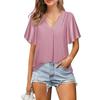 Women's Fashion Casual Summer Spring Solid Color Print Short Sleeve O-Neck Blouses & Shirts