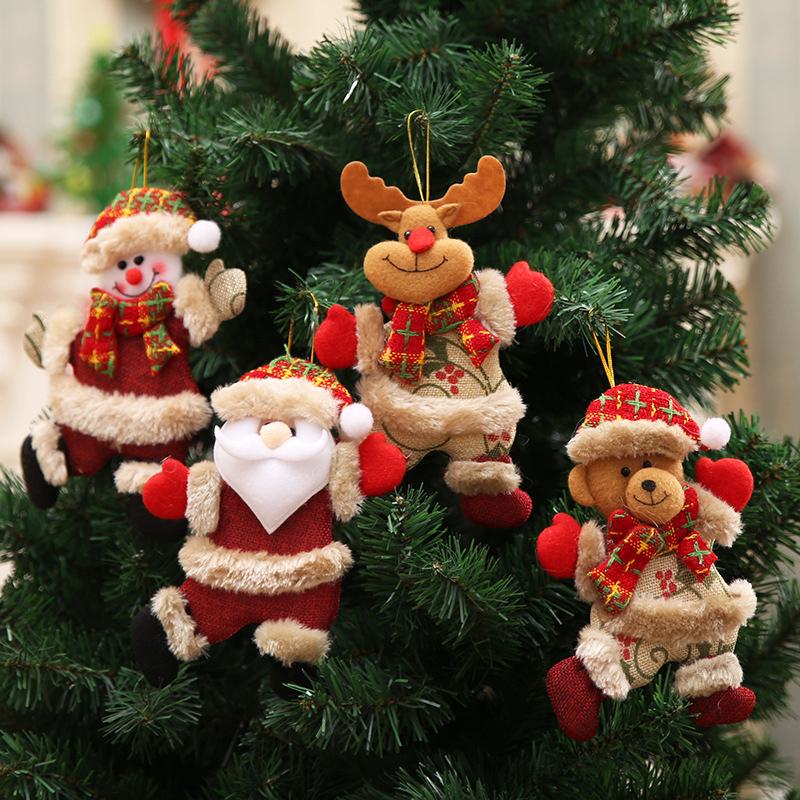 1PC Fabric Ornaments Reindeer Decorations Cloth Pendant Snowman Christmas Tree Elk Christmas Santa Claus Figurines