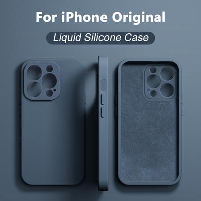Для жидкого силиконового чехла для телефона Apple iPhone 16 15 14 Plus 13 12 11 Pro Max Чехлы для iPhone 16 Pro Max Противоударный чехол