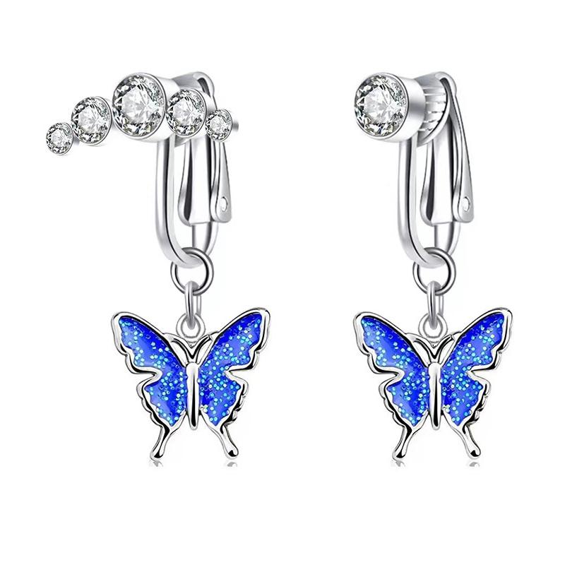 Faux Fake Belly Ring Butterfly Fake Belly Piercing Clip On Umbilical Navel Belly Button Cartilage Clip On Earrings Body Jewelry