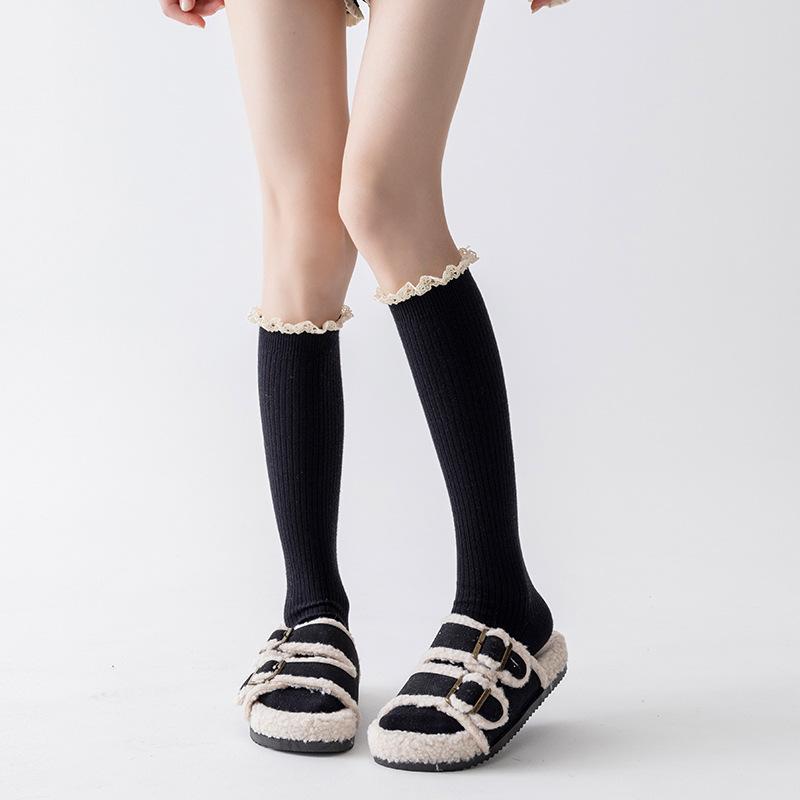 Женские осенне-зимние утолщенные теплые кружевные новогодние рождественские чулки