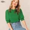 Хлопковая летняя вязаная блузка для женщин 2023, модные топы с круглым вырезом и короткими рукавами, женские рубашки большого размера, повседневная женская одежда, Blusas 20462