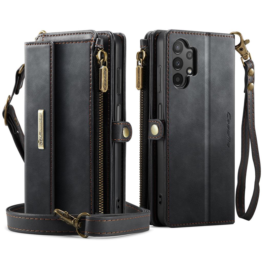 For Samsung Galaxy A13 5G/Galaxy A13 4G Case CASEME C39 RFID Blocking Zipper Wallet Stand Leather Cover with Strap