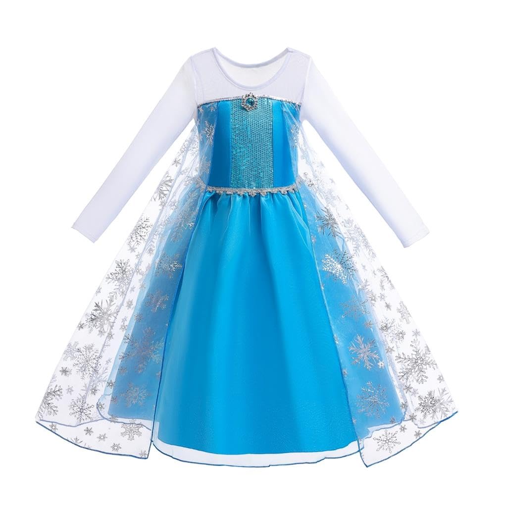 Dressy Daisy Toddler Snow Princess Size Ages Perfect for or Parties Girls' Dress, Blue, 120, 7-8, Halloween, Christmas,