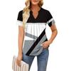 Women's Short Sleeve Casual V-neck Chest Pleated Printed Loose T-shirt Top