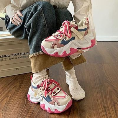 Весна Осень Новые Женские Роскошные Кроссовки на Толстой Подошве, Увеличивающие Рост, Беговые Кроссовки для Молодежи, Модная Универсальная Повседневная Обувь