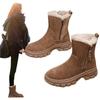 Winter Snow Boots Women Leather Shoes Shearling Warm Boots Handmade Women Ankle Boots Plush Insole Warm Boots