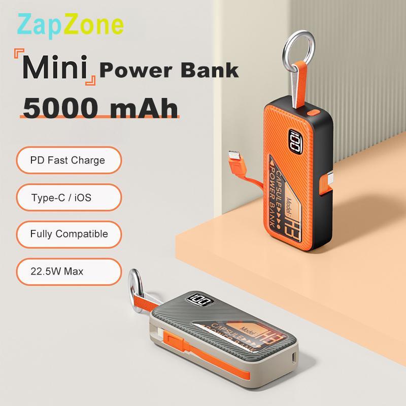 Портативный внешний аккумулятор 5000 мАч, капсульный внешний аккумулятор, быстрая зарядка, большая емкость, компактное и портативное зарядное устройство