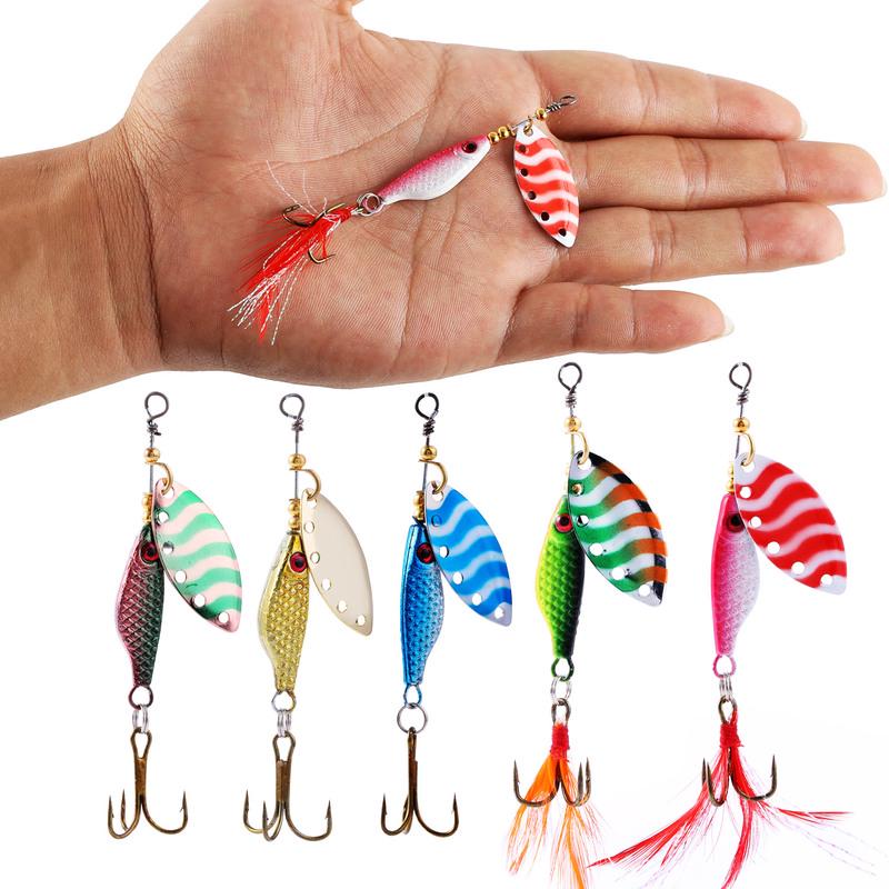 Fishing Lure Spinner Spoon Lure Rotating Metal Sequins Bait Hooks Wobbler Crankbait Fishing Tackle
