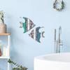 2Pcs/Set Wooden Fish Wall Decor Coastal Fish Wall Art Decorations Rustic Seaside Fish Wood Artistic Panel for Home Bathroom Beach House