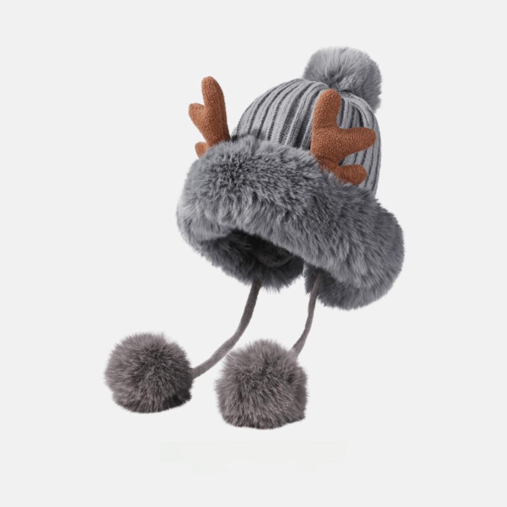 New Warm Winter Hat Lacing Ear Protection Bear Ears Hat Velvet Rabbit Ear Woolen Bucket Hat Women